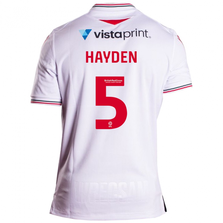 Hombre Camiseta Aaron Hayden #5 Blanco 2ª Equipación 2023/24 La Camisa