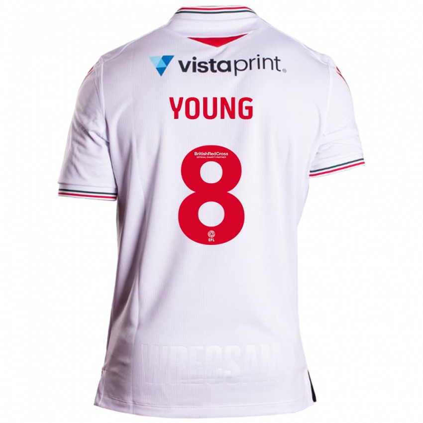Hombre Camiseta Luke Young #8 Blanco 2ª Equipación 2023/24 La Camisa
