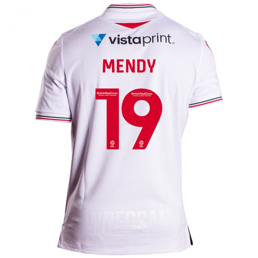 Hombre Camiseta Jacob Mendy #19 Blanco 2ª Equipación 2023/24 La Camisa