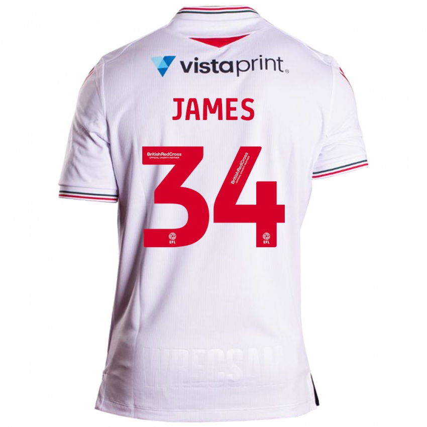 Hombre Camiseta Aaron James #34 Blanco 2ª Equipación 2023/24 La Camisa