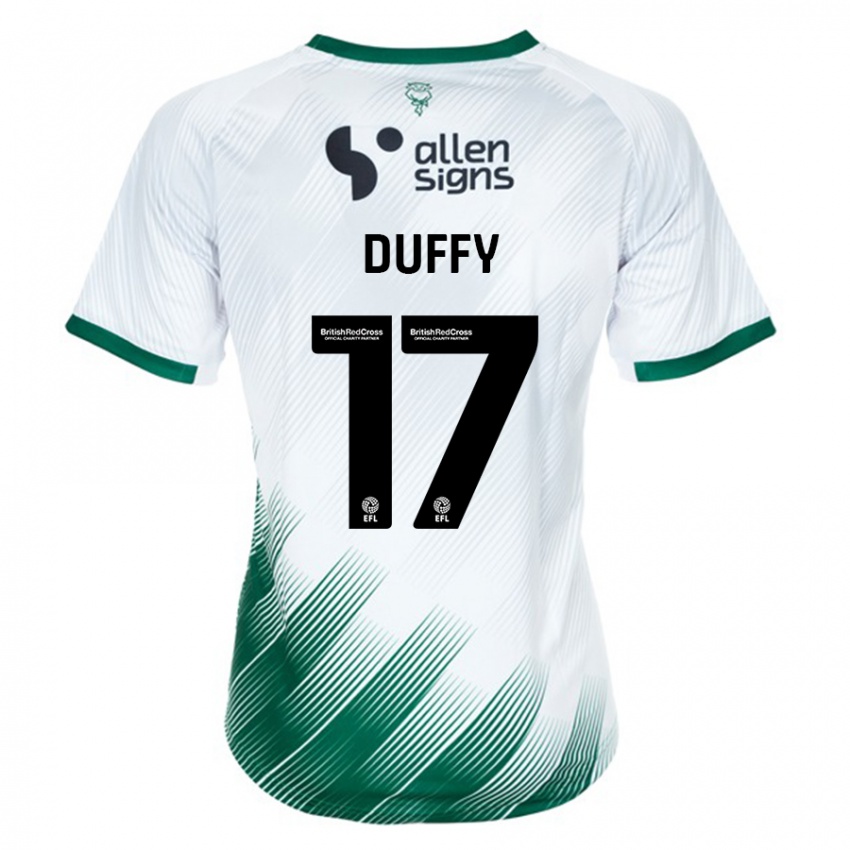Hombre Camiseta Dylan Duffy #17 Blanco 2ª Equipación 2023/24 La Camisa