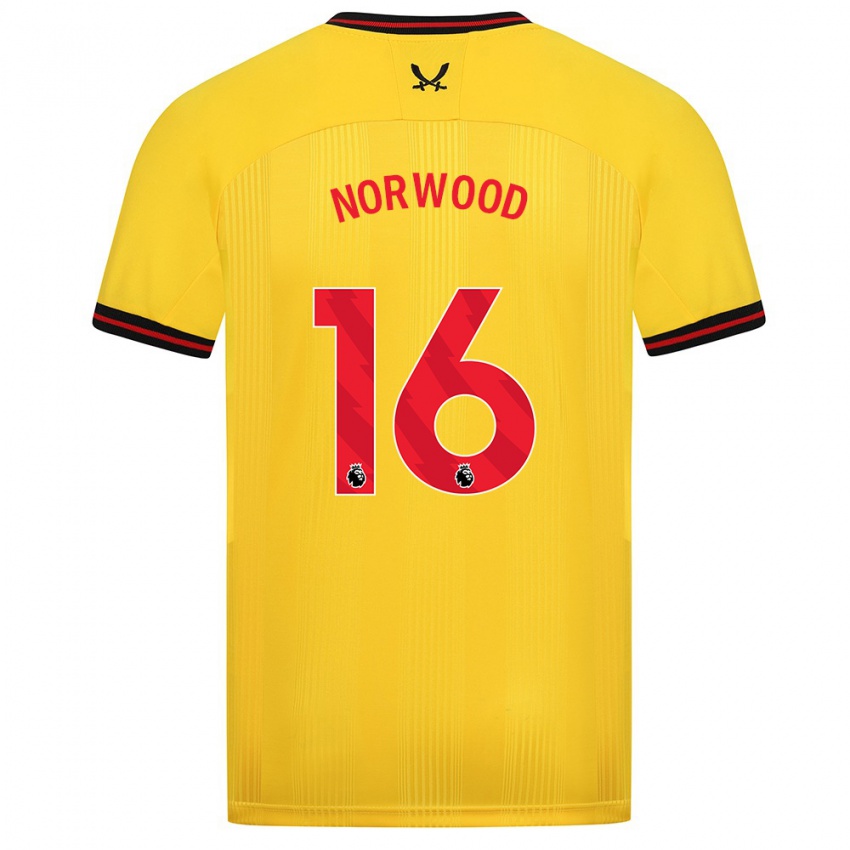 Hombre Camiseta Oliver Norwood #16 Amarillo 2ª Equipación 2023/24 La Camisa