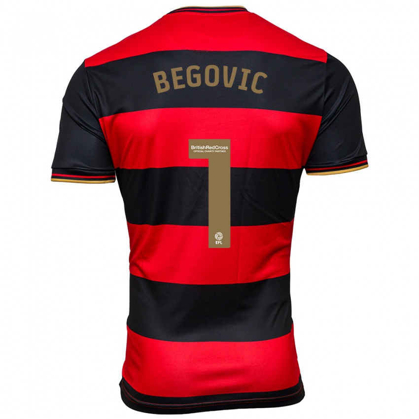 Hombre Camiseta Asmir Begovic #1 Negro Rojo 2ª Equipación 2023/24 La Camisa
