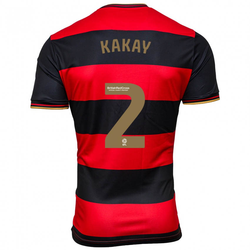 Hombre Camiseta Osman Kakay #2 Negro Rojo 2ª Equipación 2023/24 La Camisa