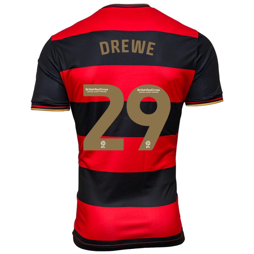 Hombre Camiseta Aaron Drewe #29 Negro Rojo 2ª Equipación 2023/24 La Camisa
