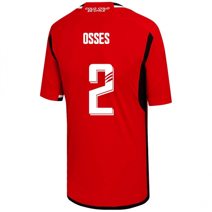 Hombre Camiseta Martina Osses #2 Rojo 2ª Equipación 2023/24 La Camisa