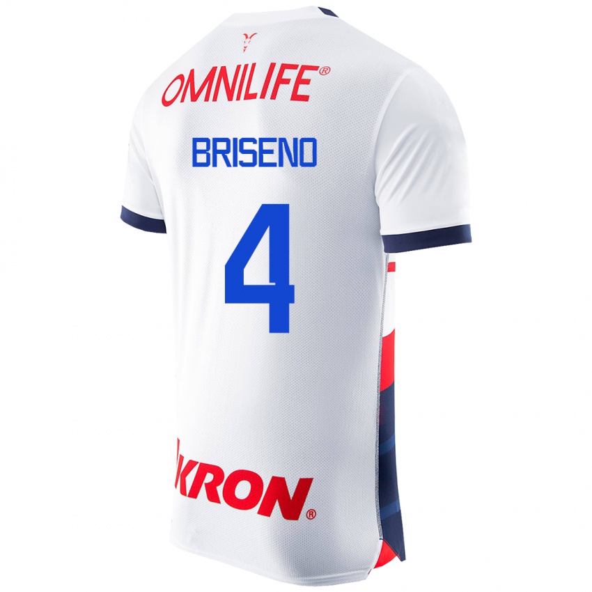 Hombre Camiseta Antonio Briseño #4 Blanco 2ª Equipación 2023/24 La Camisa