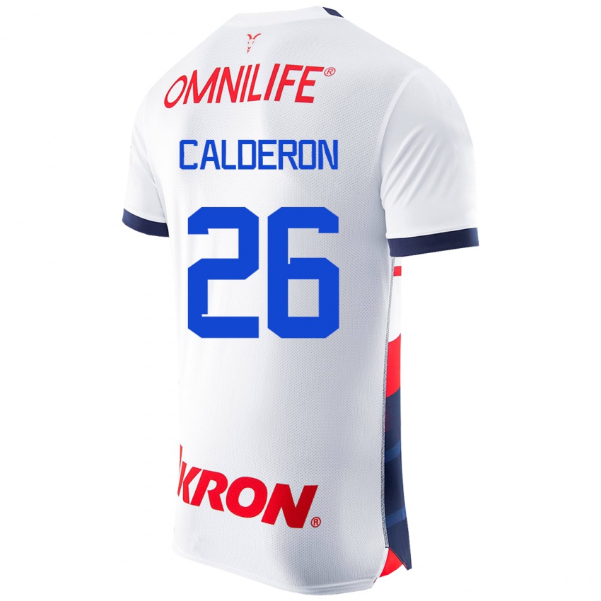 Hombre Camiseta Cristian Calderón #26 Blanco 2ª Equipación 2023/24 La Camisa