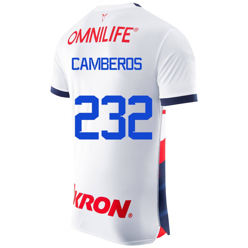 Hombre Camiseta Hugo Camberos #232 Blanco 2ª Equipación 2023/24 La Camisa