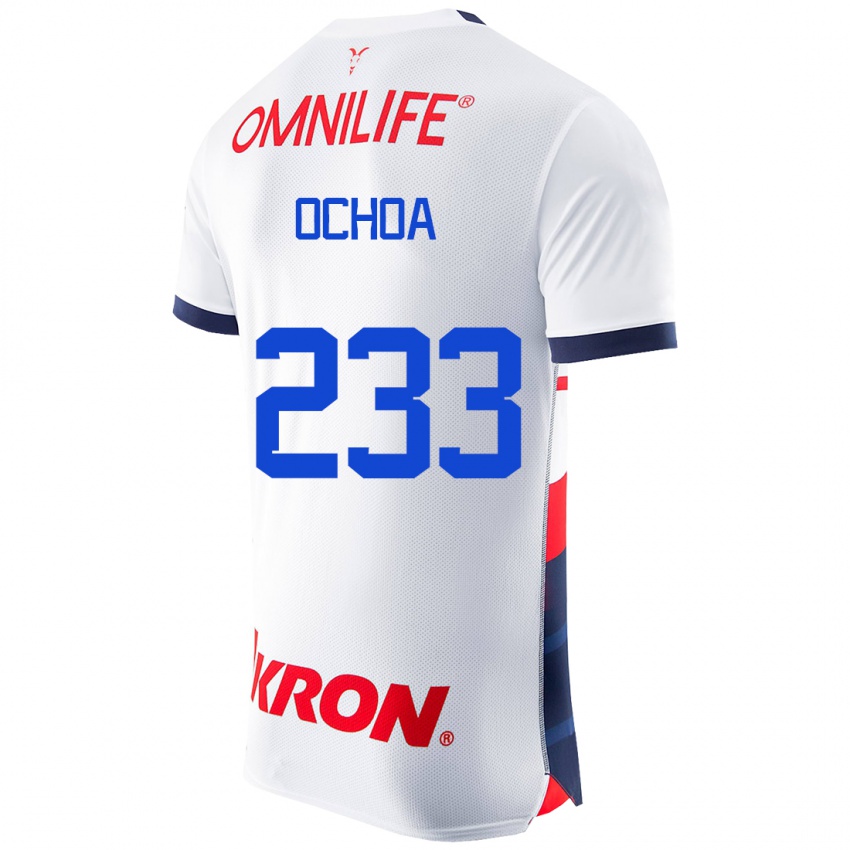 Hombre Camiseta Diego Ochoa #233 Blanco 2ª Equipación 2023/24 La Camisa