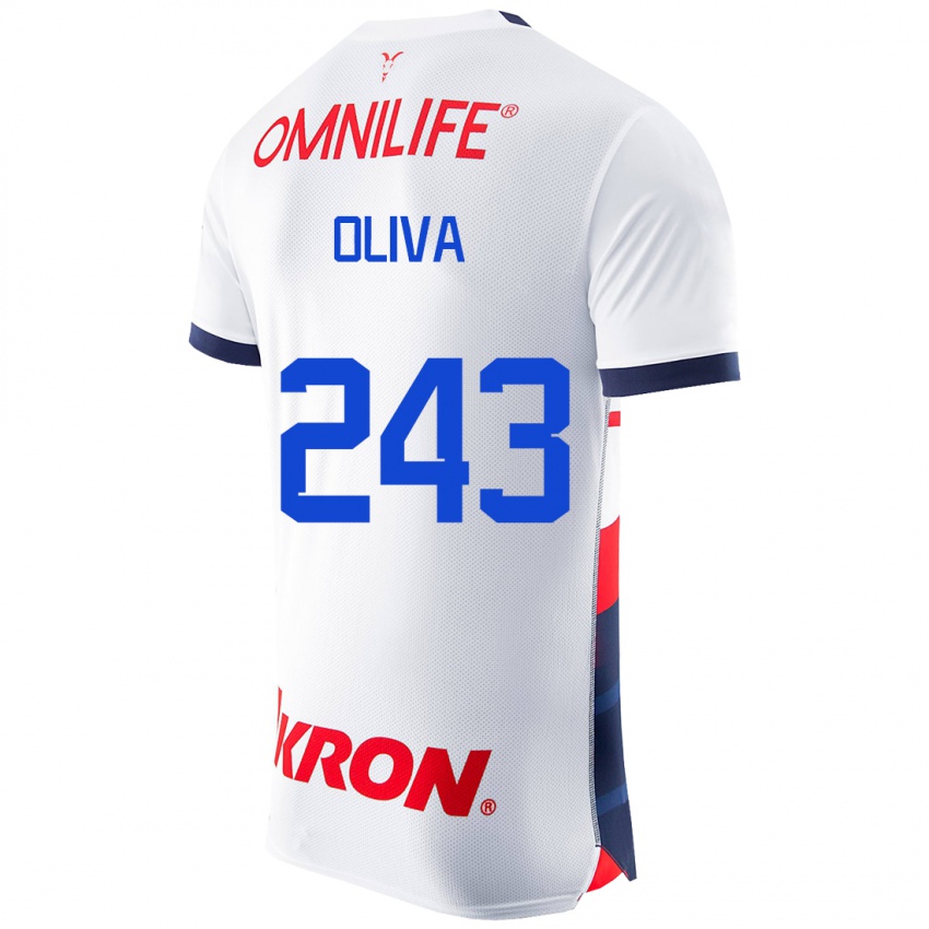 Hombre Camiseta Diego Oliva #243 Blanco 2ª Equipación 2023/24 La Camisa