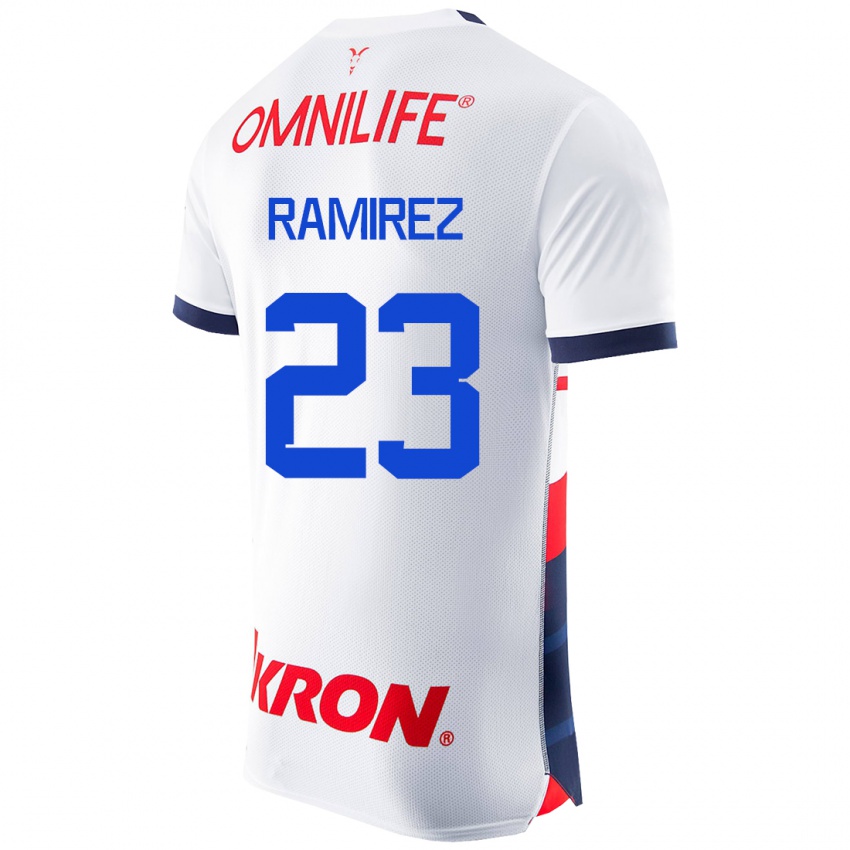 Hombre Camiseta Alessandra Ramírez #23 Blanco 2ª Equipación 2023/24 La Camisa