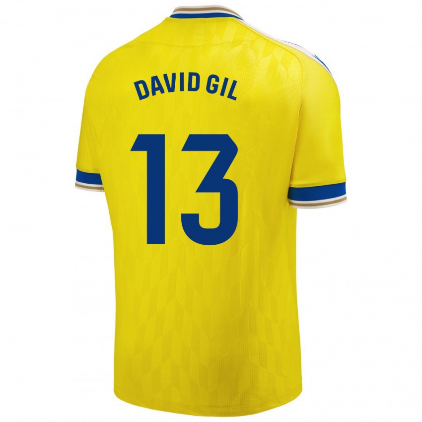 Mujer Camiseta David Gil #13 Amarillo 1ª Equipación 2023/24 La Camisa