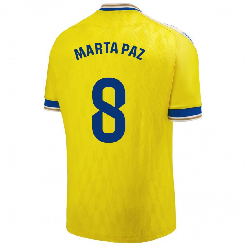 Mujer Camiseta Marta Milagros Paz Cruz #8 Amarillo 1ª Equipación 2023/24 La Camisa