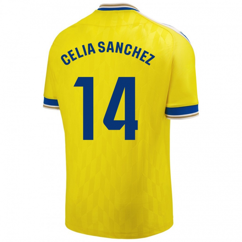 Mujer Camiseta Celia Sánchez García #14 Amarillo 1ª Equipación 2023/24 La Camisa
