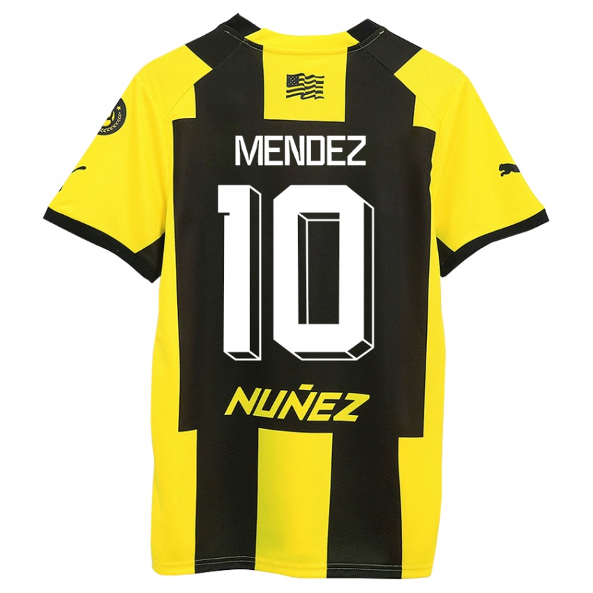 Mujer Camiseta Kevin Méndez #10 Amarillo Negro 1ª Equipación 2023/24 La Camisa