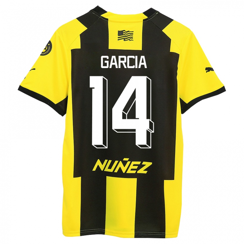 Mujer Camiseta Damián García #14 Amarillo Negro 1ª Equipación 2023/24 La Camisa