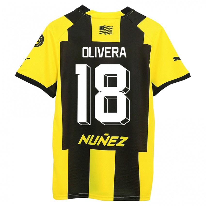 Mujer Camiseta Maximiliano Olivera #18 Amarillo Negro 1ª Equipación 2023/24 La Camisa