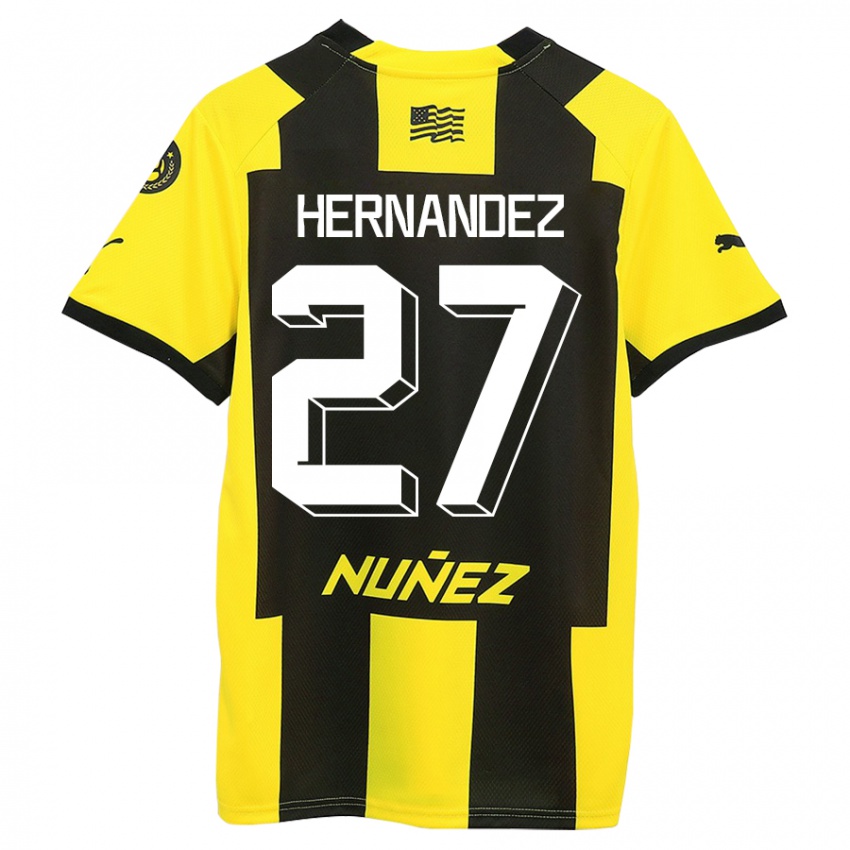 Mujer Camiseta Lucas Hernández #27 Amarillo Negro 1ª Equipación 2023/24 La Camisa