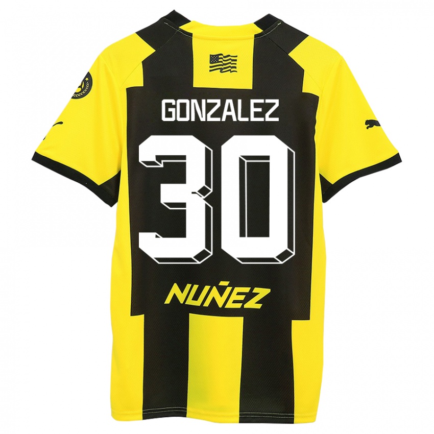 Mujer Camiseta Ángel González #30 Amarillo Negro 1ª Equipación 2023/24 La Camisa