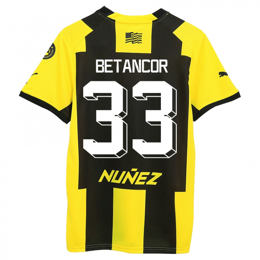 Mujer Camiseta Bruno Betancor #33 Amarillo Negro 1ª Equipación 2023/24 La Camisa