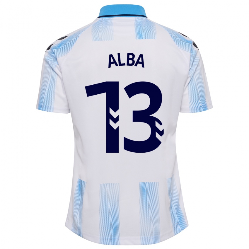 Mujer Camiseta Alba #13 Blanco Azul 1ª Equipación 2023/24 La Camisa