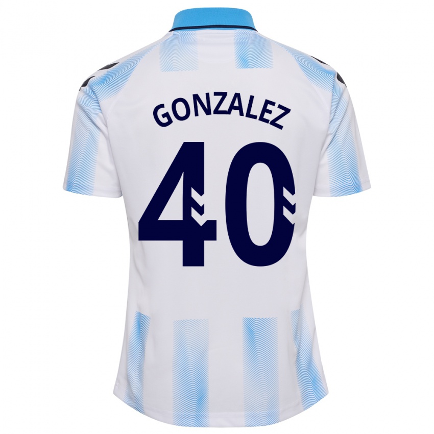 Mujer Camiseta Carol González #40 Blanco Azul 1ª Equipación 2023/24 La Camisa