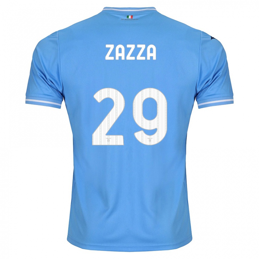 Mujer Camiseta Matteo Zazza #29 Azul 1ª Equipación 2023/24 La Camisa