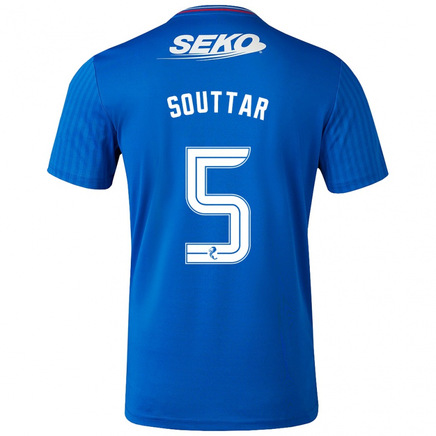Mujer Camiseta John Souttar #5 Azul 1ª Equipación 2023/24 La Camisa