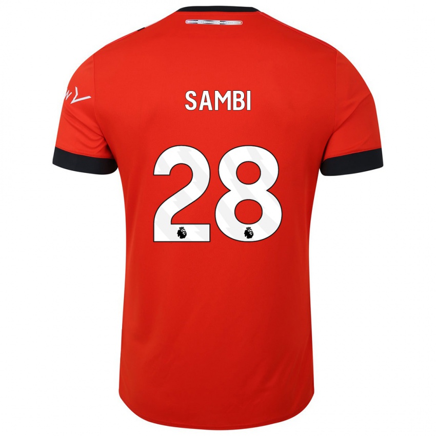 Mujer Camiseta Albert Sambi Lokonga #28 Rojo 1ª Equipación 2023/24 La Camisa