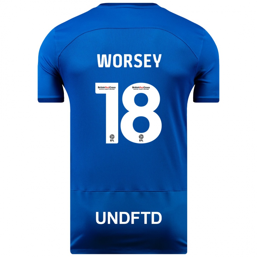 Mujer Camiseta Louanne Worsey #18 Azul 1ª Equipación 2023/24 La Camisa