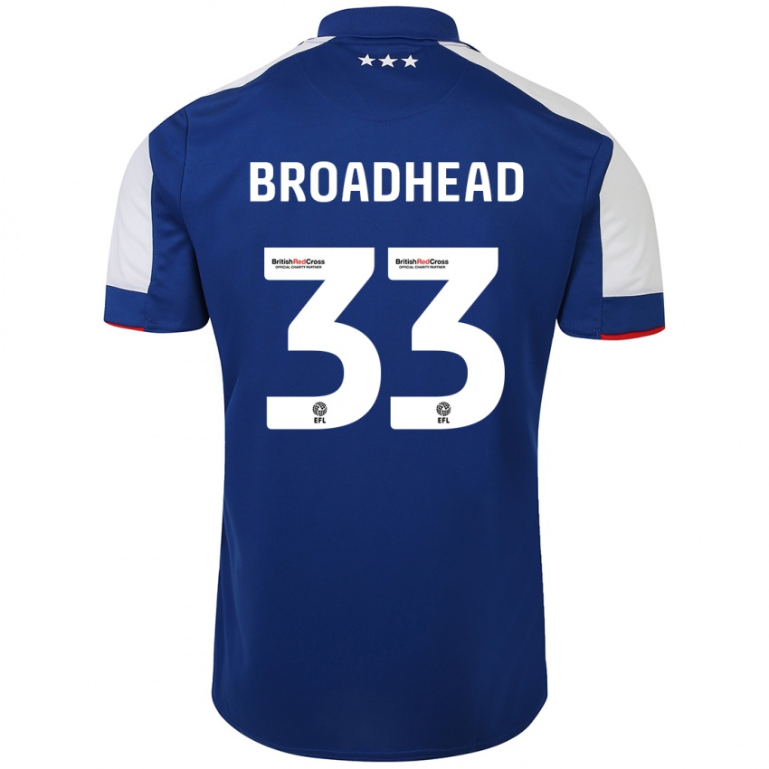 Mujer Camiseta Nathan Broadhead #33 Azul 1ª Equipación 2023/24 La Camisa