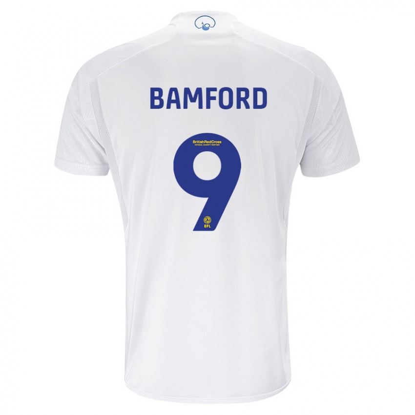 Mujer Camiseta Patrick Bamford #9 Blanco 1ª Equipación 2023/24 La Camisa
