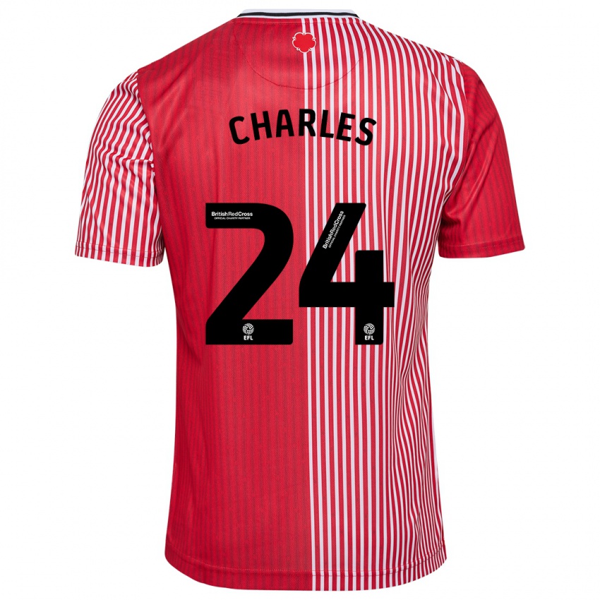 Mujer Camiseta Shea Charles #24 Rojo 1ª Equipación 2023/24 La Camisa