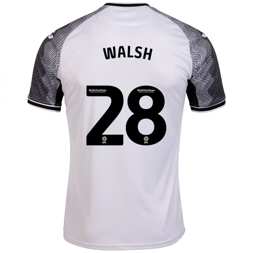 Mujer Camiseta Liam Walsh #28 Blanco 1ª Equipación 2023/24 La Camisa