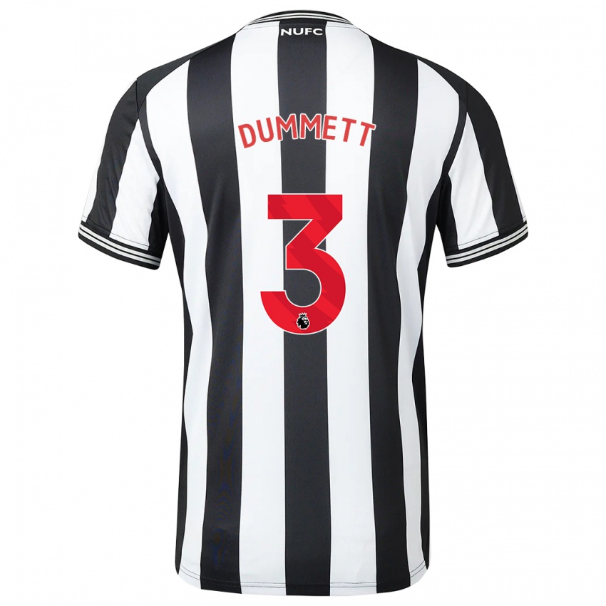 Mujer Camiseta Paul Dummett #3 Blanco Negro 1ª Equipación 2023/24 La Camisa