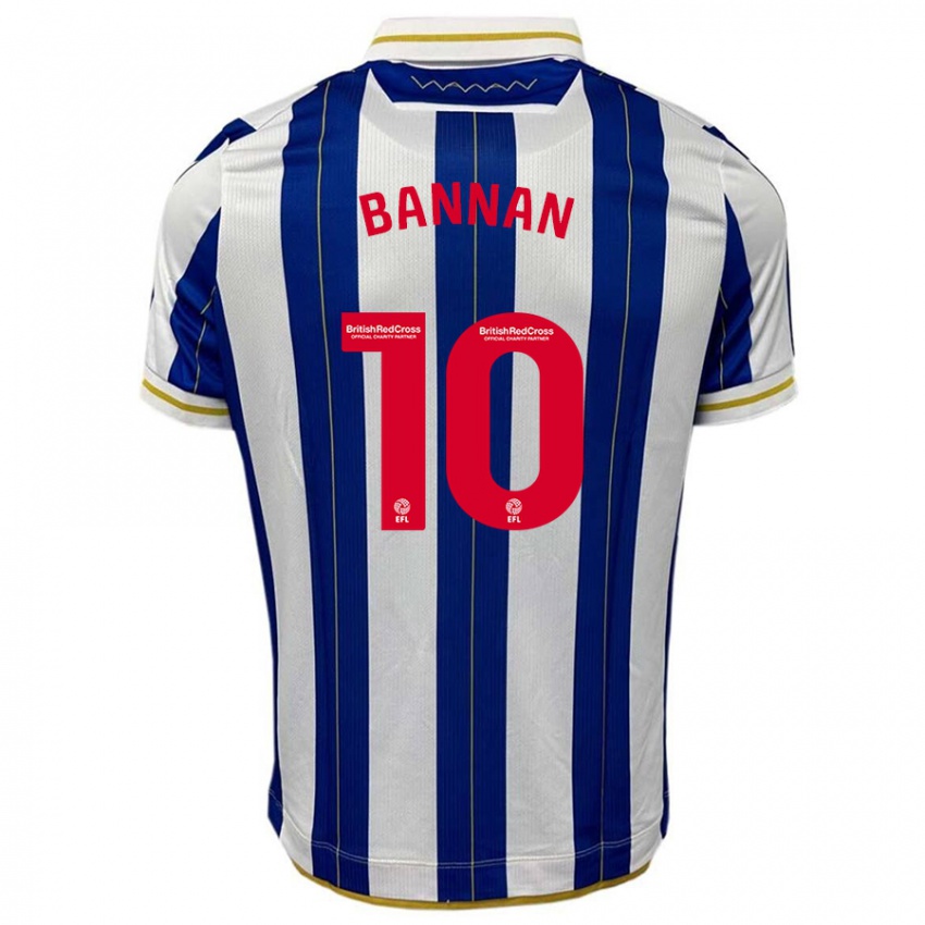 Mujer Camiseta Barry Bannan #10 Azul Blanco 1ª Equipación 2023/24 La Camisa