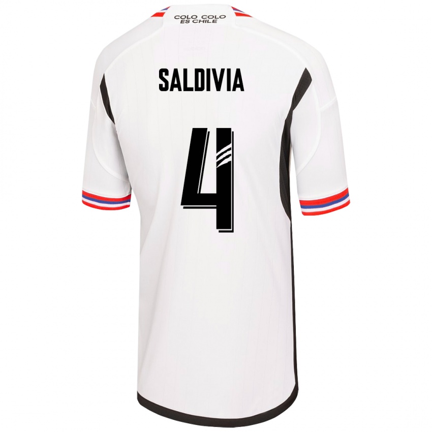 Mujer Camiseta Alan Saldivia #4 Blanco 1ª Equipación 2023/24 La Camisa