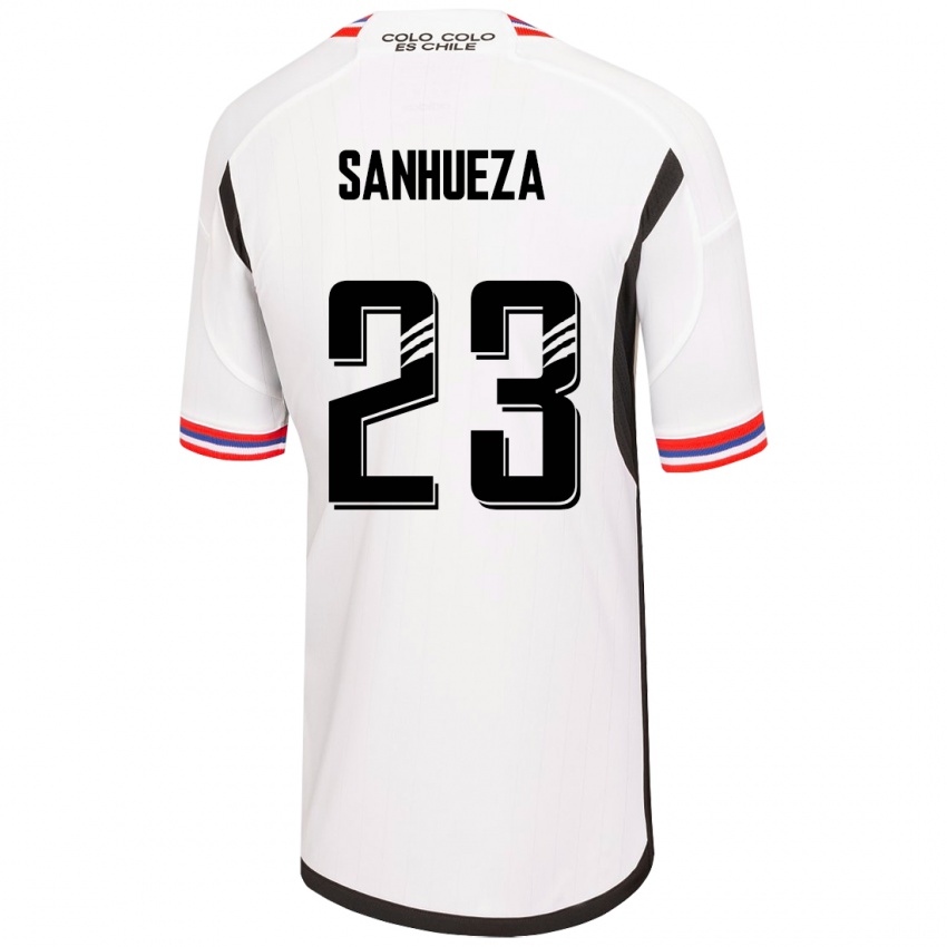 Mujer Camiseta Nicol Sanhueza #23 Blanco 1ª Equipación 2023/24 La Camisa