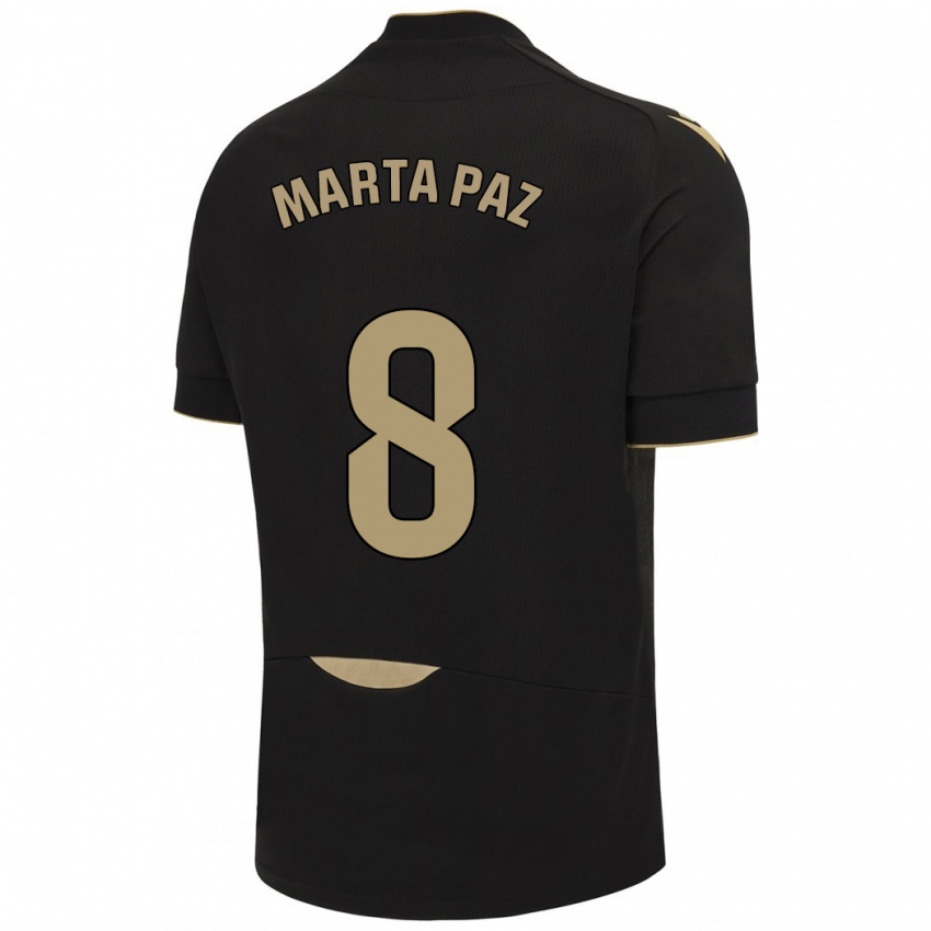Mujer Camiseta Marta Milagros Paz Cruz #8 Negro 2ª Equipación 2023/24 La Camisa