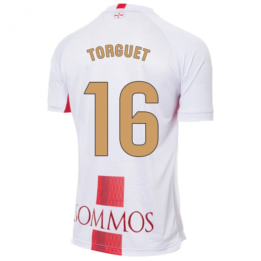 Mujer Camiseta Miguel Torguet #16 Blanco 2ª Equipación 2023/24 La Camisa