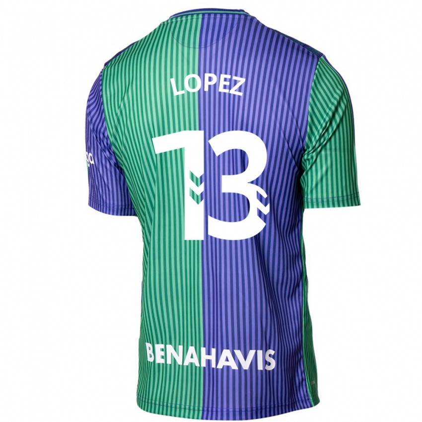 Mujer Camiseta Carlos López #13 Verde Azul 2ª Equipación 2023/24 La Camisa