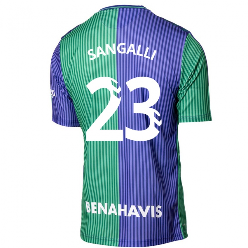 Mujer Camiseta Luca Sangalli #23 Verde Azul 2ª Equipación 2023/24 La Camisa