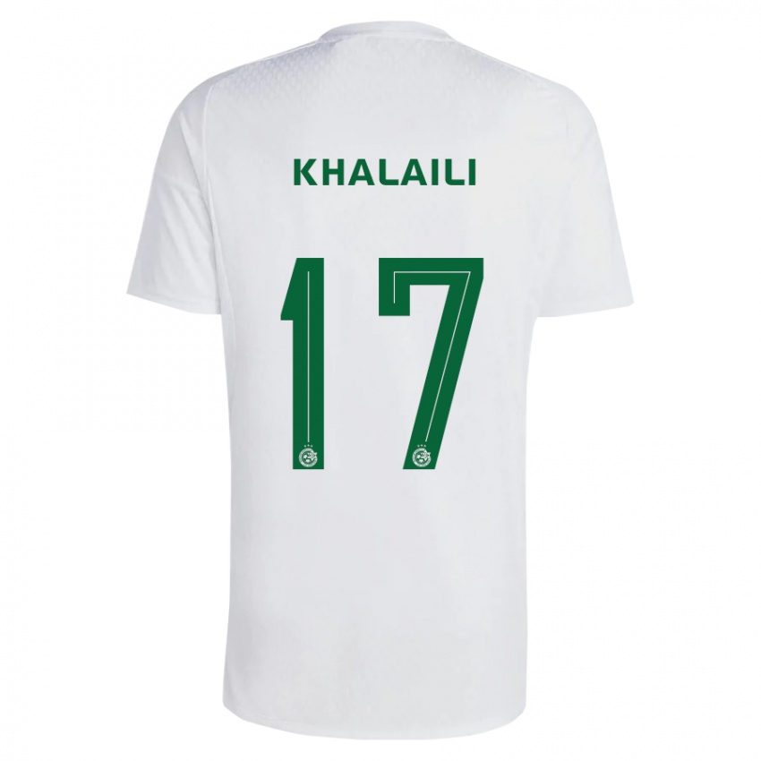 Mujer Camiseta Iyad Khalaili #17 Verde Azul 2ª Equipación 2023/24 La Camisa