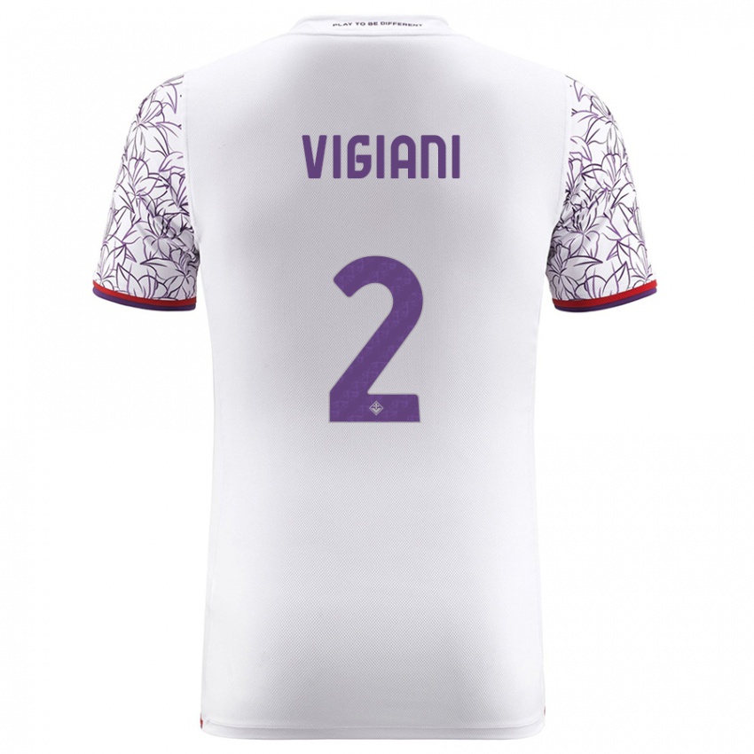 Mujer Camiseta Lorenzo Vigiani #2 Blanco 2ª Equipación 2023/24 La Camisa