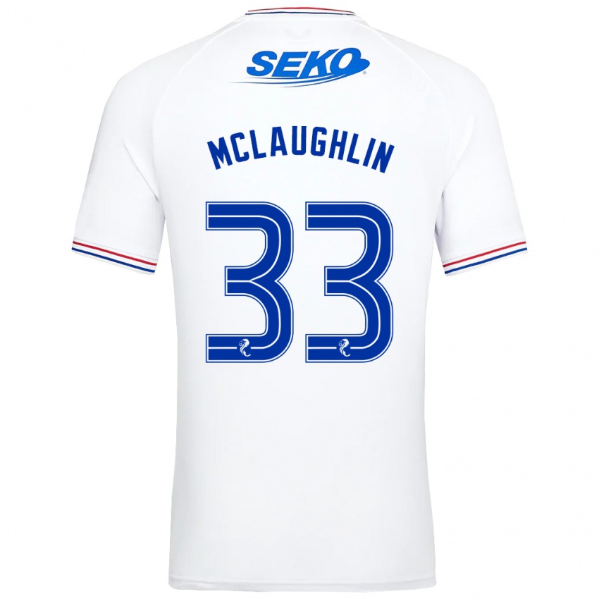 Mujer Camiseta Jon Mclaughlin #33 Blanco 2ª Equipación 2023/24 La Camisa