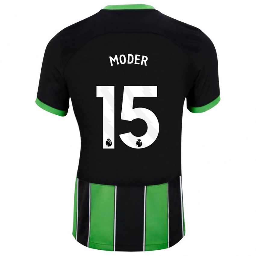 Mujer Camiseta Jakub Moder #15 Verde Negro 2ª Equipación 2023/24 La Camisa