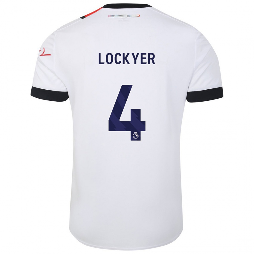 Mujer Camiseta Tom Lockyer #4 Blanco 2ª Equipación 2023/24 La Camisa