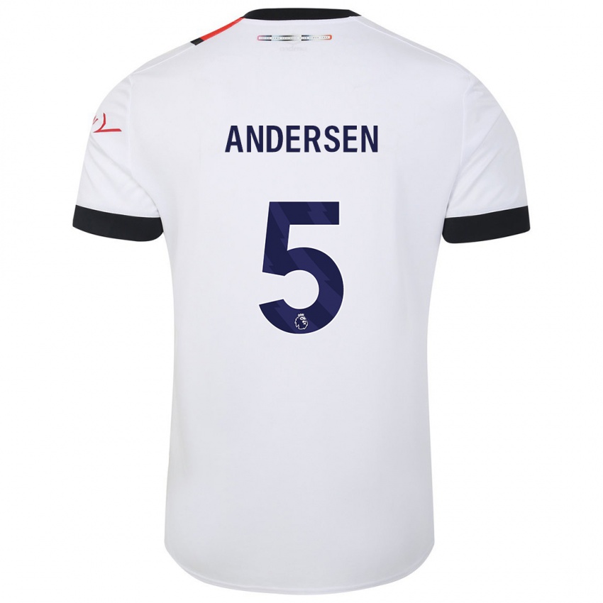 Mujer Camiseta Mads Andersen #5 Blanco 2ª Equipación 2023/24 La Camisa