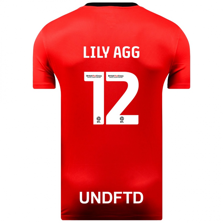 Mujer Camiseta Lily Agg #12 Rojo 2ª Equipación 2023/24 La Camisa